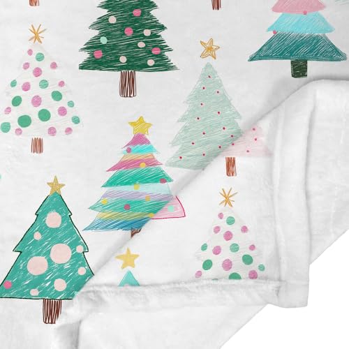 Pink Christmas Tree Throw Blanket - 50x60in Soft Warm Holiday Home Decor - Pink / 50x60 IN