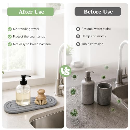 Water Absorbing Stone Sink Tray 12x4 Inches - Gray Quick Drying Organizer