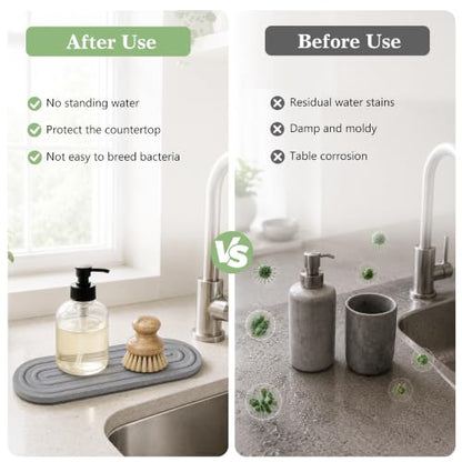 Water Absorbing Stone Sink Tray 12x4 Inches - Gray Quick Drying Organizer