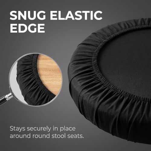 2 Pack High Elastic Round Bar Stool Covers - Fits 11-14 Inch Diameter, Black