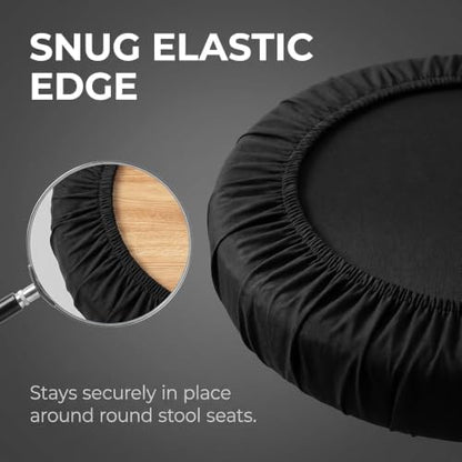 2 Pack High Elastic Round Bar Stool Covers - Fits 11-14 Inch Diameter, Black
