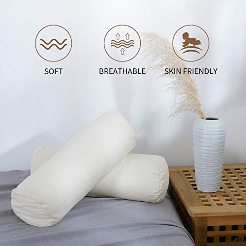 Cylindrical Organic Cotton Pillow Cover 17x6 Inches Pack of 2 - Breathable & Soft