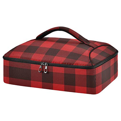 xigua Buffalo Plaid Casserole Dish Carrier, Portable Leakproof Insulated Casserole Carrier for Hot or Cold Food, Travel, Party, Picnic