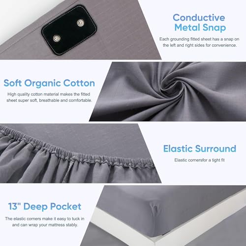 King Size Grounding Sheets Organic Cotton Silver Fiber Earth Connected Bedding