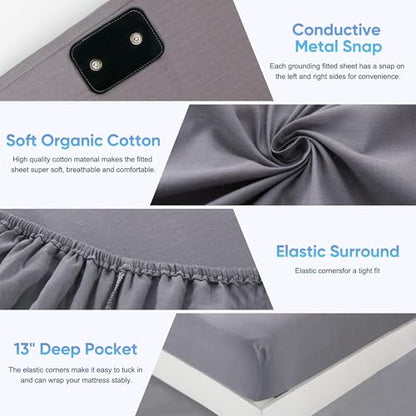 King Size Grounding Sheets Organic Cotton Silver Fiber Earth Connected Bedding