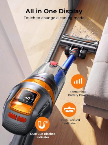 SMOTURE Cordless Vacuum Cleaner 650W 55KPA with Mattress Tool - Blue