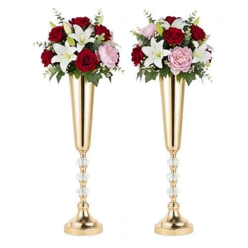 Gold Metal Vases Set of 2 for Tables - Wedding Centerpieces, Decor - Variation of THIS listing