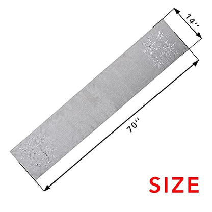 Christmas Snowflake Silver Grey Table Runner 14x70 Inch Embroidered Holiday Decor
