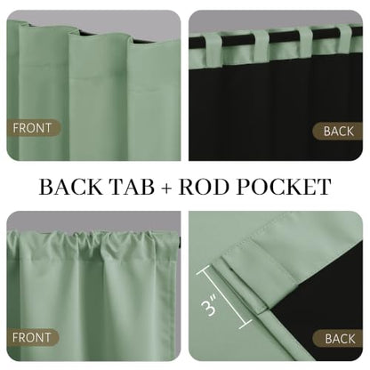 Blackout Curtains for Bedroom Sage Green 52x84 Inch - Pack of 2, Room Darkening