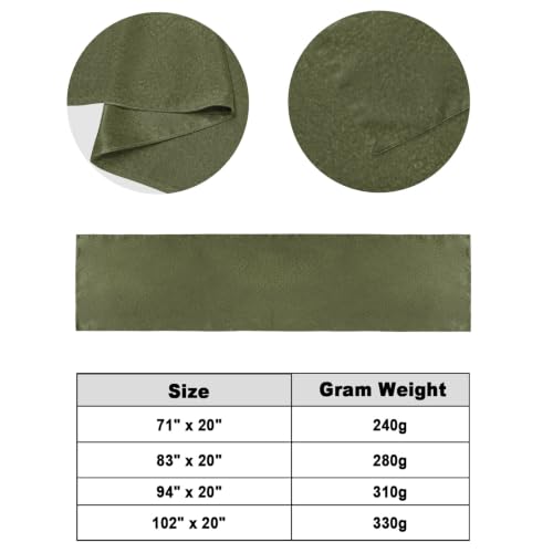 94 x 20 Inch Olive Green Bed Runner for King Size Bed - Farmhouse Hotel Style Decorative Throw