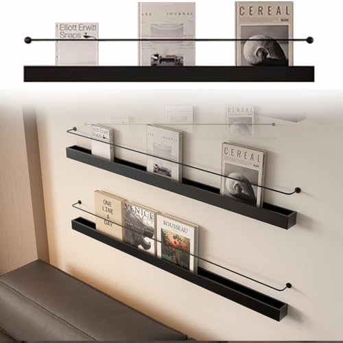 80cm Wall Magazine Rack Stand for Home & Office Decor, Metal Organizer Shelf