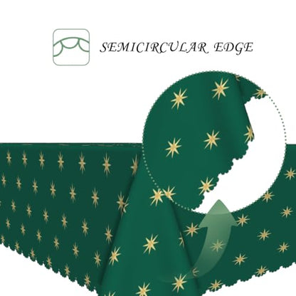 Green Christmas Tablecloth 70x120 Inches Washable Holiday Cover