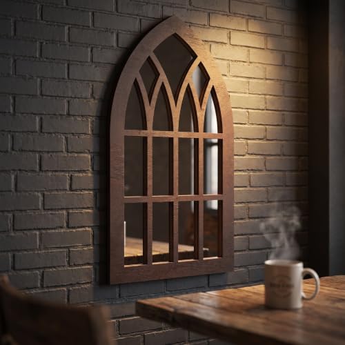 Gothic Arch Faux Window Frame Panel for Wall Decor Black - Medieval Style