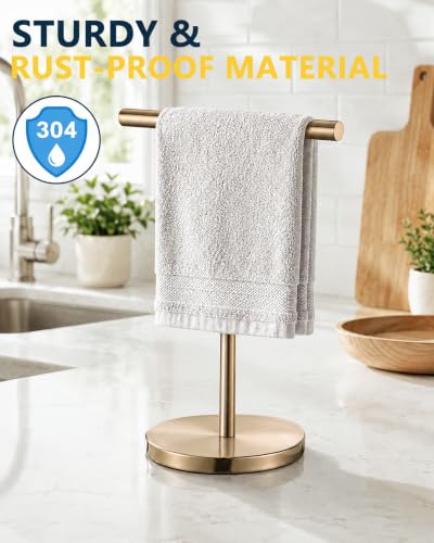 T-Shape Hand Towel Holder Stand Champagne Bronze Bathroom Accessory