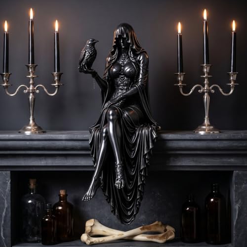 Gothic Resin Raven Shelf Sitter Statue Dark Macabre Witchy Desk & Bookshelf 16cm