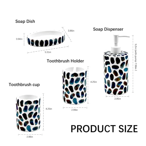 4-Piece Bathroom Accessories Set with Soap Dispenser & Toothbrush Holder - Pebble Design, Water-Resistant