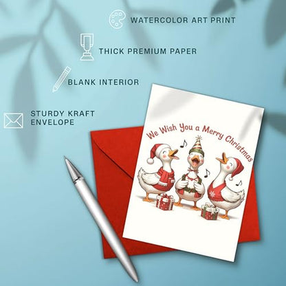 Funny Goose Christmas Card with Envelope - Holiday Greeting Card - Variation: Christmas66