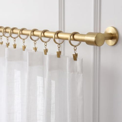 18 pcs Brushed Gold Curtain Rings with Clips, 1-5/8 Inch Quiet Drapery Rings
