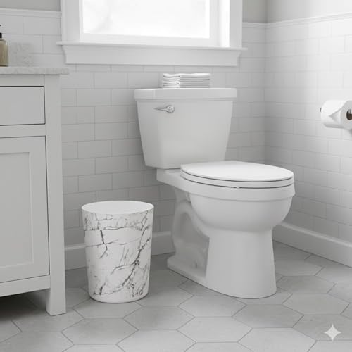 5 Gallon Small Plastic Trash Can with No Lid - White Marble Design
