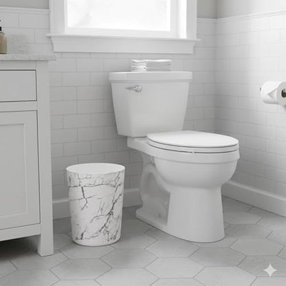 5 Gallon Small Plastic Trash Can with No Lid - White Marble Design