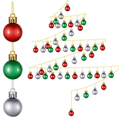 36 Pcs Christmas Mini Ball Ornaments - Red, Green, Silver, 1 Inch