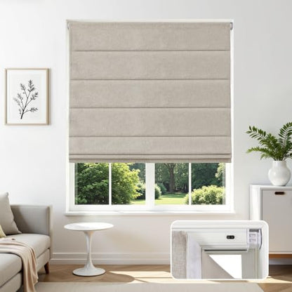 Joydeco Blackout Cordless Roman Shades Linen 72x72 Inches No Drill