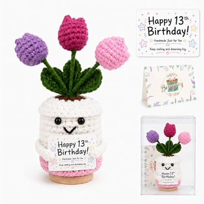 13th Birthday Gift for Girls Boys Handmade Crochet Flower Doll - Keepsake