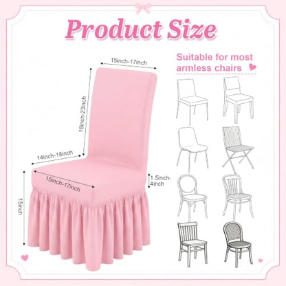 Pink Dorm Chair Cover 2 Pack Stretch Slipcovers for Dining & Office Chairs