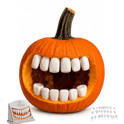 Monster Grin Pumpkin Teeth Kit - DIY Halloween Pumpkin Face Decorations, A2 Variation