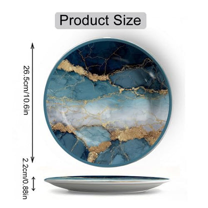 W1 Blue Gold Marble Agate Melamine Decorative Plate 10.6x10.6inch