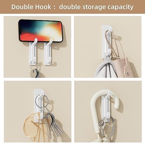 Pickpiff Wall Hooks - 13LB Strong Adhesive Coat & Towel Hangers | White 4-Pack