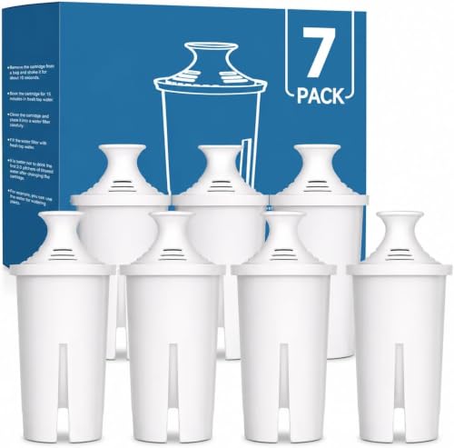 Rainvia 7 Pack Water Filter Cartridges for Brita Pitchers & Dispensers - Replacement Set