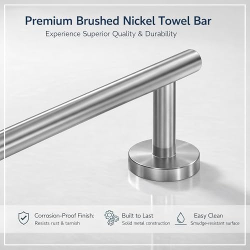 Brushed Nickel Bathroom Hardware Set with 12 and 24-Inch Towel Bars - Complete 7-Piece Kit