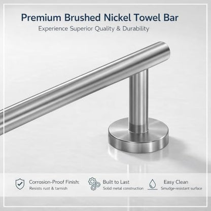 Brushed Nickel Bathroom Hardware Set with 12 and 24-Inch Towel Bars - Complete 7-Piece Kit