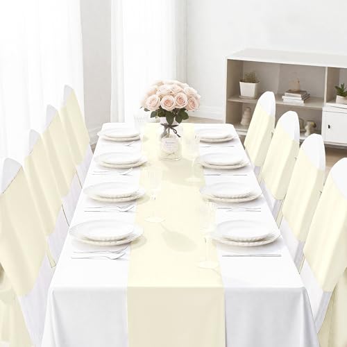 White Satin Table Runner 12x108 Inches – 20 Pack Wedding & Event Decor