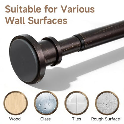Bronze Tension Curtain Rod 24-78 Inch No Drilling Spring Support for Windows & Shower