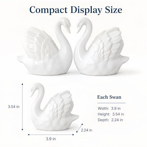 2PCS Ceramic Swan Cake Topper Set for Weddings and Celebrations