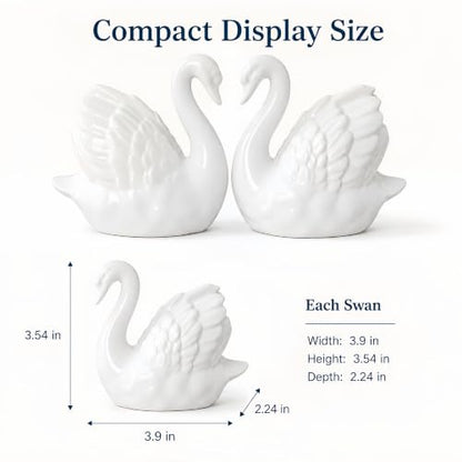 2PCS Ceramic Swan Cake Topper Set for Weddings and Celebrations