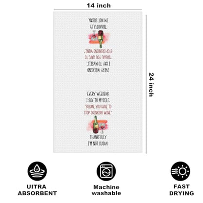 Funny Wine Kitchen Towels - Wines Gift for Women Mom Friend Multi 1534 - 24x14 Inch Microfiber Dishcloths