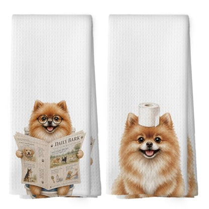 Pomeranian Bathroom Hand Towels Set of 2 - 16x24 Inches, Color 64