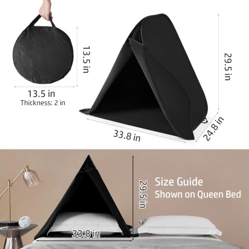 Portable Blackout Bed Tent for Sleep - Light Blocking Head Cover - Waterproof & Foldable