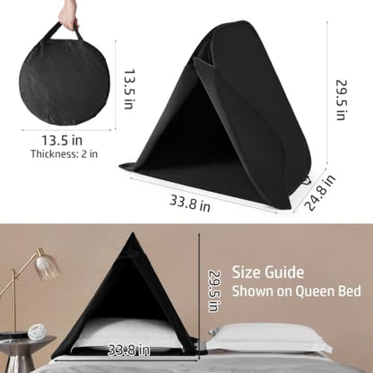 Portable Blackout Bed Tent for Sleep - Light Blocking Head Cover - Waterproof & Foldable