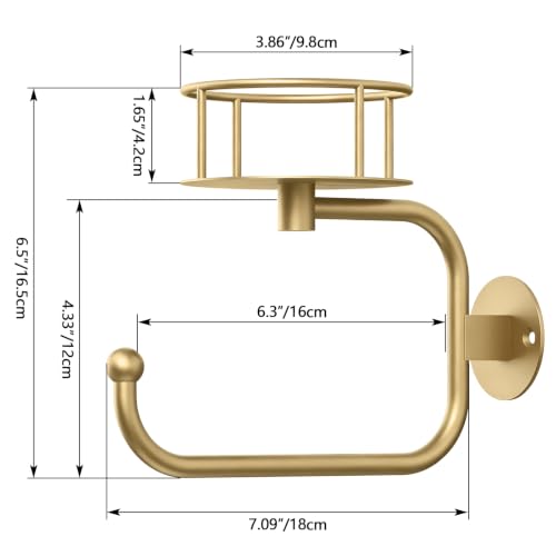 Hand Towel Holder with Shelf and Gold Towel Ring - Bathroom Organizer