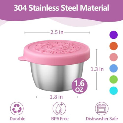 Candy Sauce Containers 1.6 Oz Leakproof Snack Cups with Lids - 12 Pack