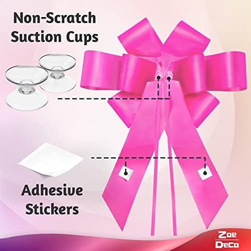 Zoe Deco - Giant Pink Car Bow - 30 Inch with 2 Gold Accessory Bows for Celebrations | Perfect for Gifts