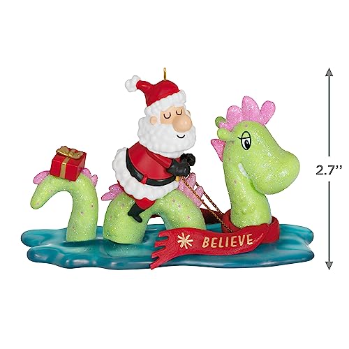Christmas Ornament 2023 Just Believe Santa and Loch Ness Monster Glitter Decor