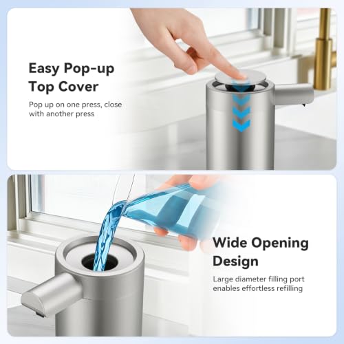 Automatic Liquid Soap Dispenser Touchless Stainless Steel Rechargeable - Silver
