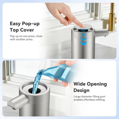 Automatic Liquid Soap Dispenser Touchless Stainless Steel Rechargeable - Silver