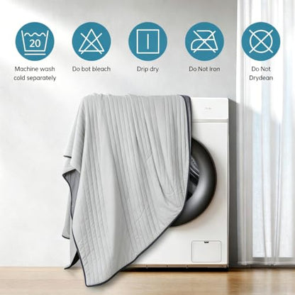 Breathable Cooling Blanket for Hot Sleepers 80x91 Inch Silver Grey