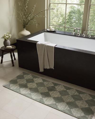 Loloi Chris Loves Julia Lawrence Mist Ivory Bath Mat 1'10" x 5' Rectangular